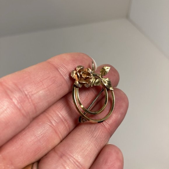 Vintage Gold Tone Rose Circular Womens Brooch - Picture 4 of 6